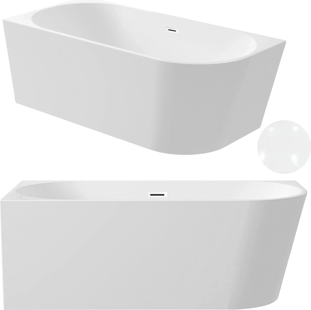 Aquauno Voľne Stojaca Rohová Vaňa Ľavá 150x75 cm Biela Zátka A Prepad