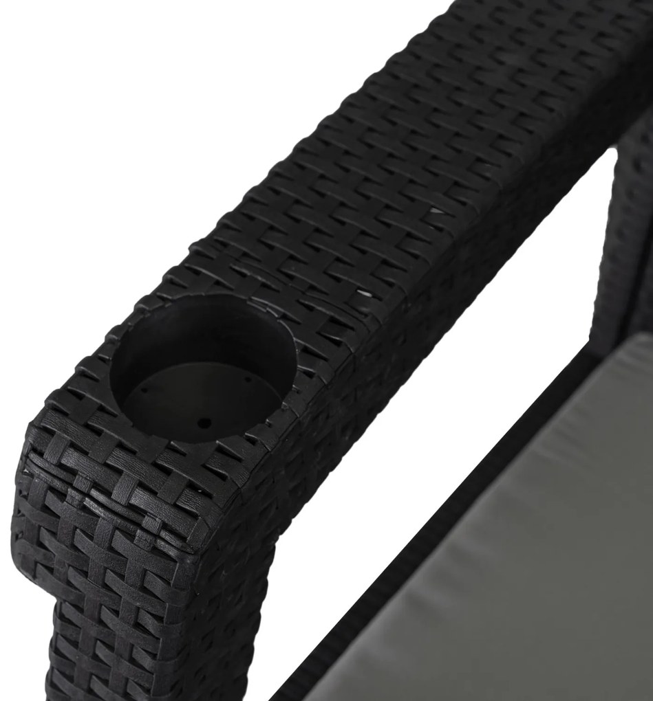 Záhradná pohovka Flint 182 cm z umelého ratanu čierna/sivá