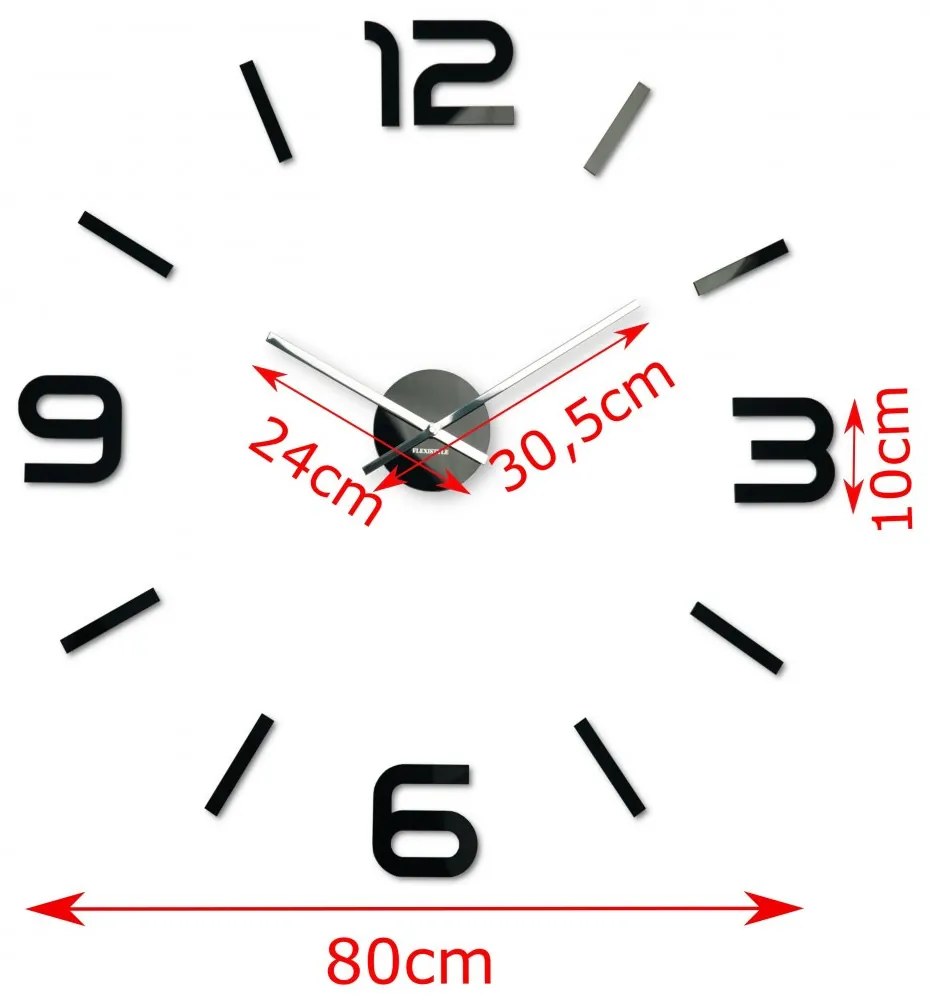 Dizajnové nalepovacie hodiny 80 cm Tmavohnedá