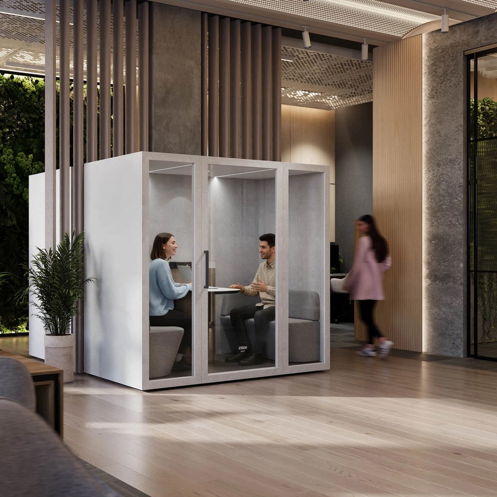 Akustická kancelárska kabína INBOX pre 4 osoby 2200 × 2200 × 1220 mm