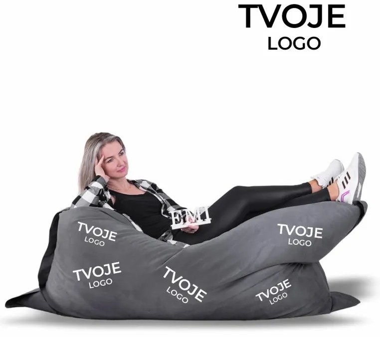 Sedací vak vankúš sivý semišový s vlastným logom EMI