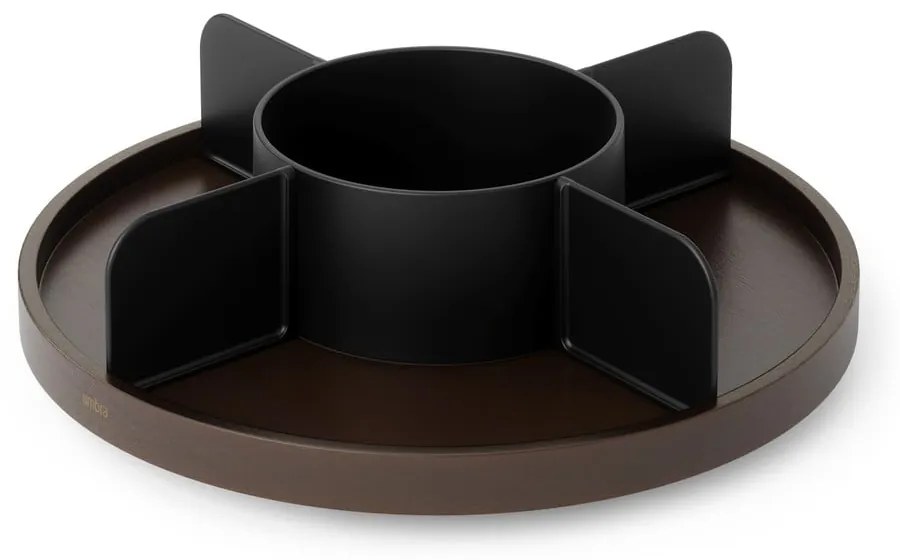 Otočný čierny drevený kúpeľňový organizér na kozmetiku Bellwood – Umbra