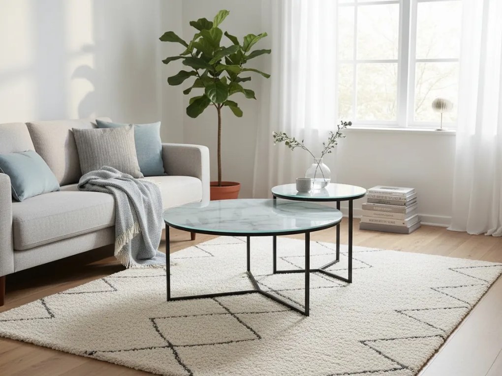 Súprava 2 konferenčných stolíkov v dekore mramor PALERMO II sivá