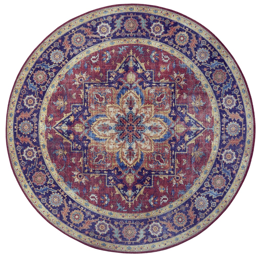Hanse Home, Kusový koberec Asmar 104000 Plum/Red kruh, 160x160 (priemer) kruh, červená, chodba / predsieň