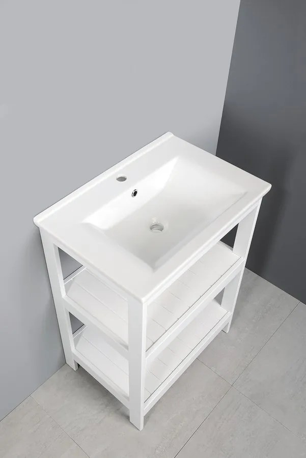 Aqualine Aqualine, ETIDE policová umývadlová skrinka 61,5x85x44 cm, matná biela, ET610