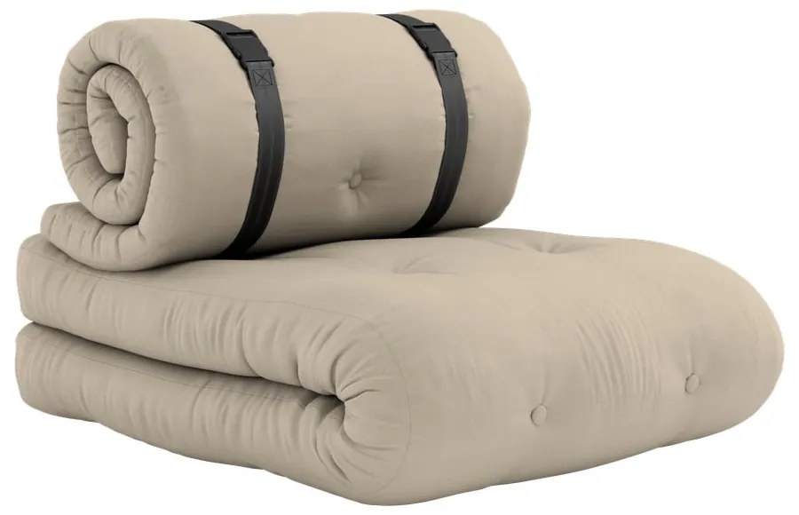 Béžové rozkladacie kreslo vhodné do exteriéru Karup Design Design OUT™ Buckle Up Beige