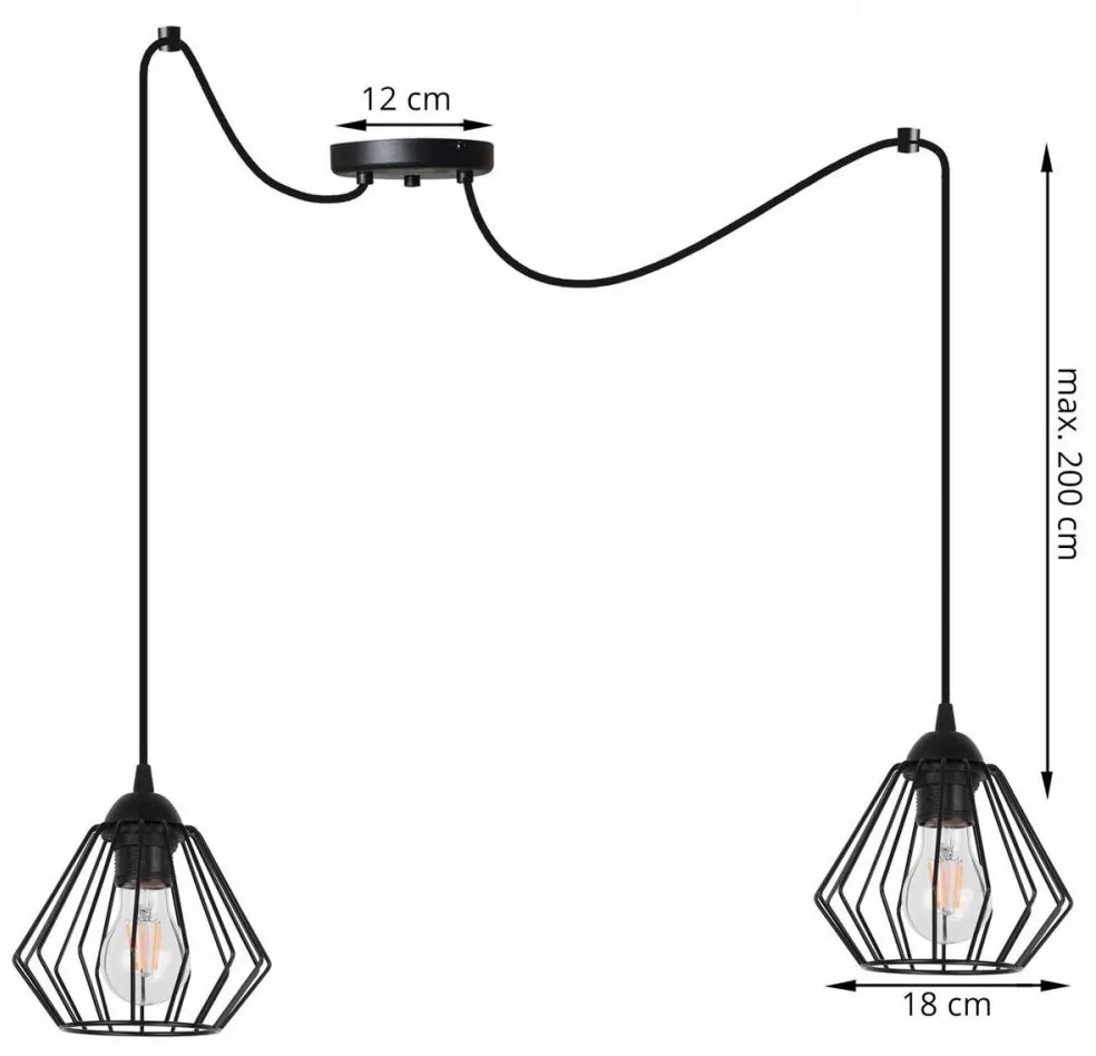 Závesné svietidlo NUVOLA SPIDER 3, 2x drôtené tienidlo (výber z 2 farieb)