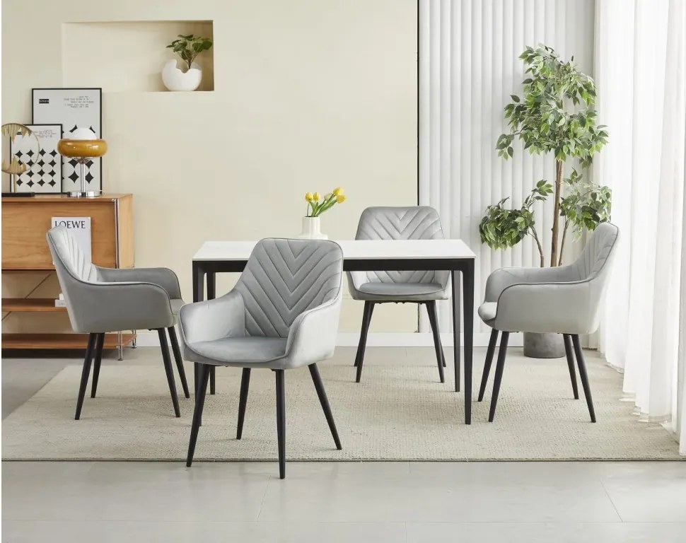 Kreslo NANA - sivý zamat / čierne nohy