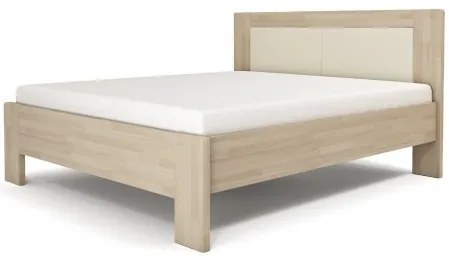 Texpol LÍVIA - masívna buková posteľ s čalúneným čelom 160 x 200 cm, buk masív + čalúnené čelo