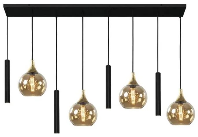 Luster na lanku CALYPSO 4xGU10/60W/230V + 4xE27/60W čierna/zlatá