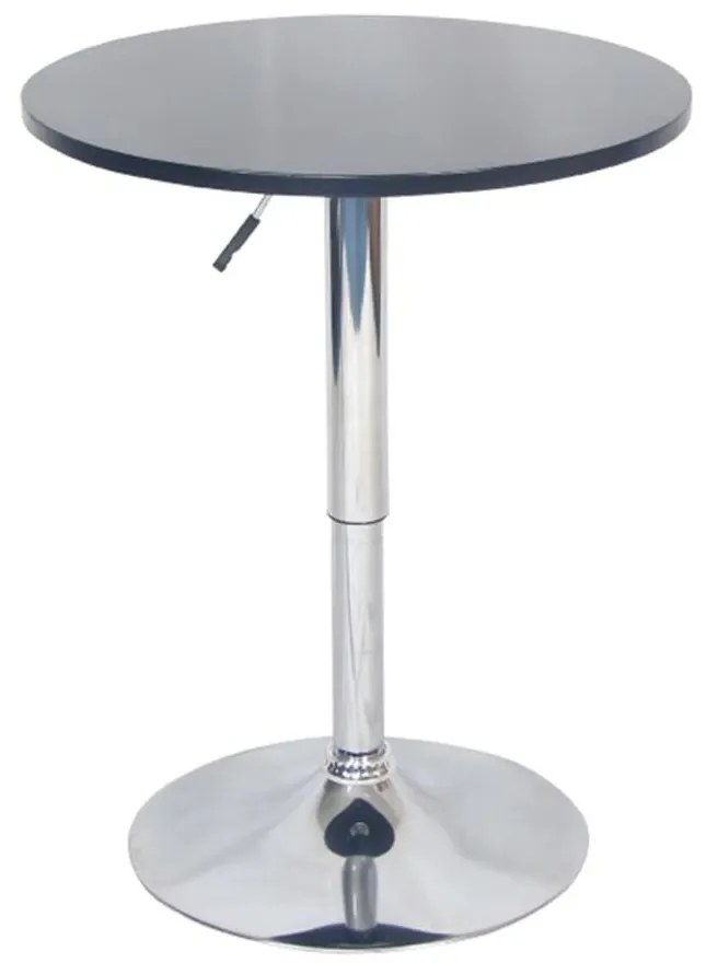 Barový stôl s nastaviteľnou výškou, čierna, priemer 60 cm, BRANY NEW