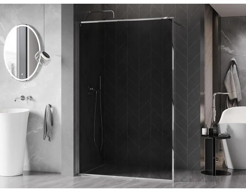 Mexen Kioto-XF, sprchová zástena s rámom 150 x 202 cm, 10mm šedé sklo, chrómový profil, 800-150-104-01-40-X