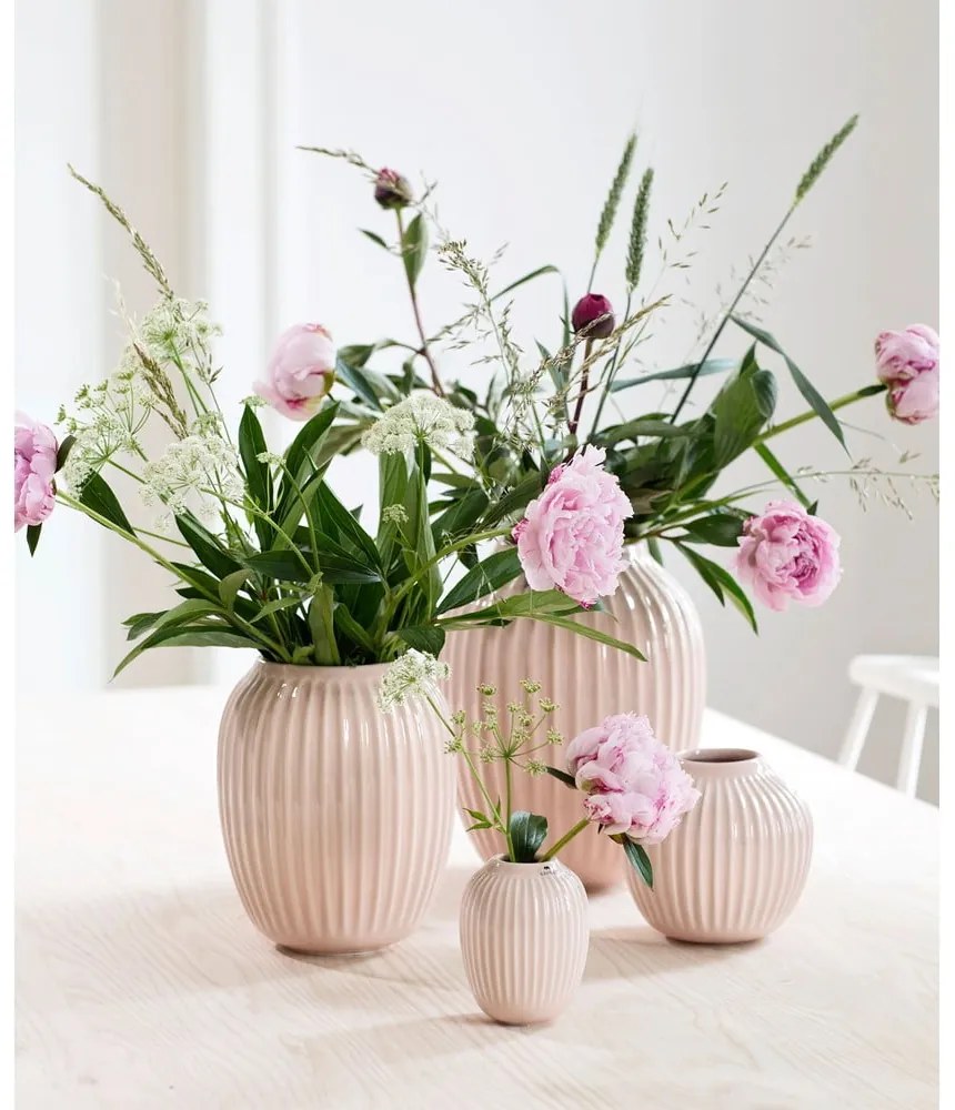Svetloružová kameninová váza Kähler Design Hammershoi, výška 20 cm
