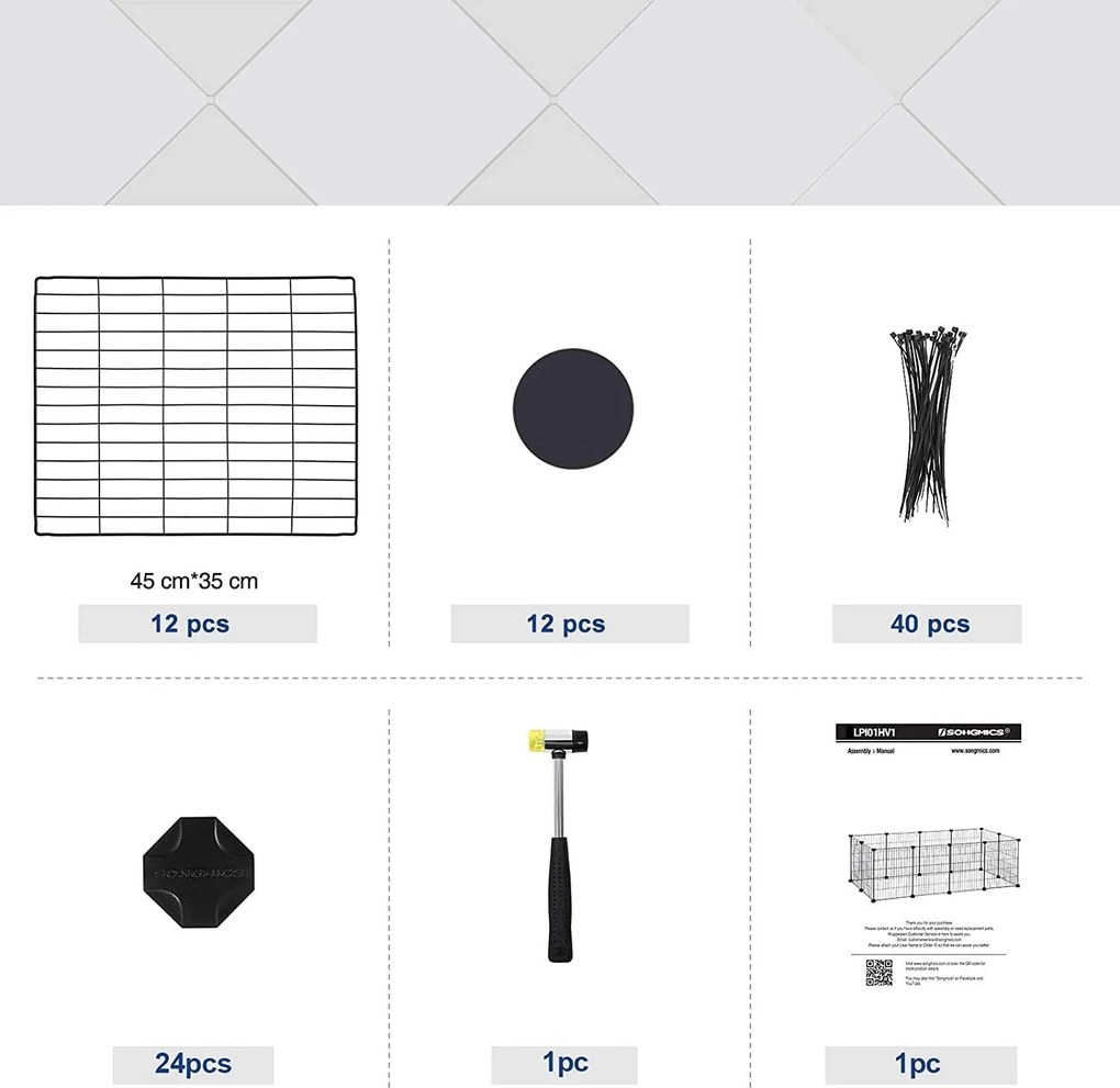 Kovová klietka pre malé domáce zvieratá, 12 panelov