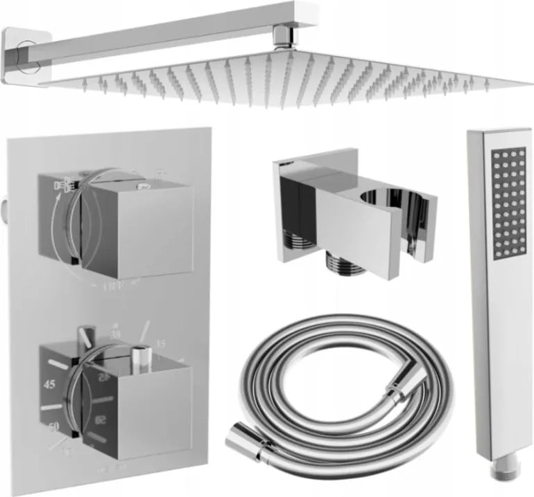 Mexen Cube DR02 podomietková sprchová sada s dažďovou sprchou 30 cm, chróm - 77502DR0230-00