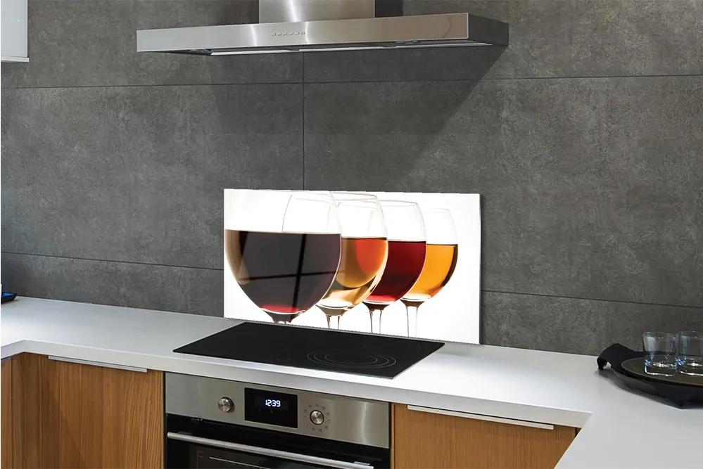 Sklenený obklad do kuchyne poháre vína 140x70 cm