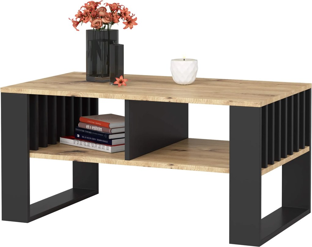 Konferenčný stolík Rockford dub artisan/čierny