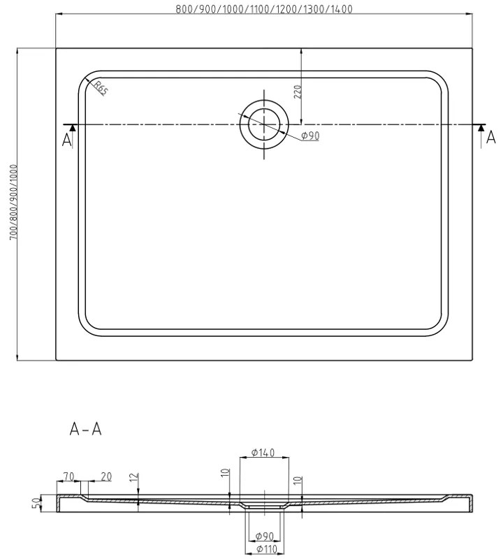 Mexen Lima sprchovací kút 90 x 100 cm, číre sklo-zlatý profil + sprchová vanička, 856-090-100-50-00-4010