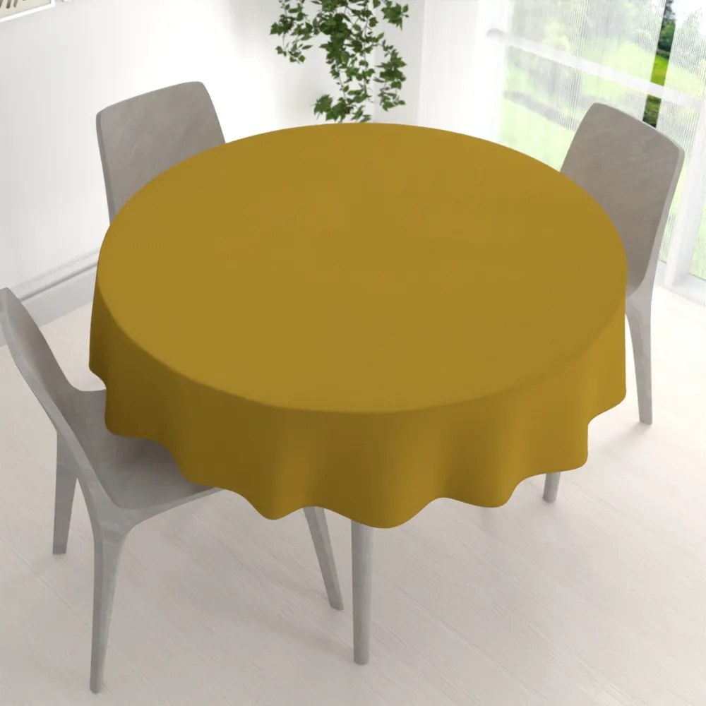 Biante Veľký dekoračný okrúhly obrus BKU-102 Okrový Ø 220 cm