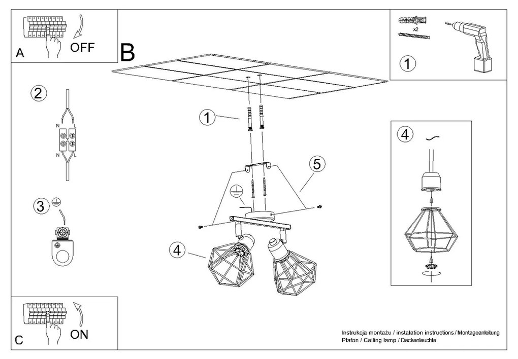 Stropné svietidlo ARTEMIS 2 biele