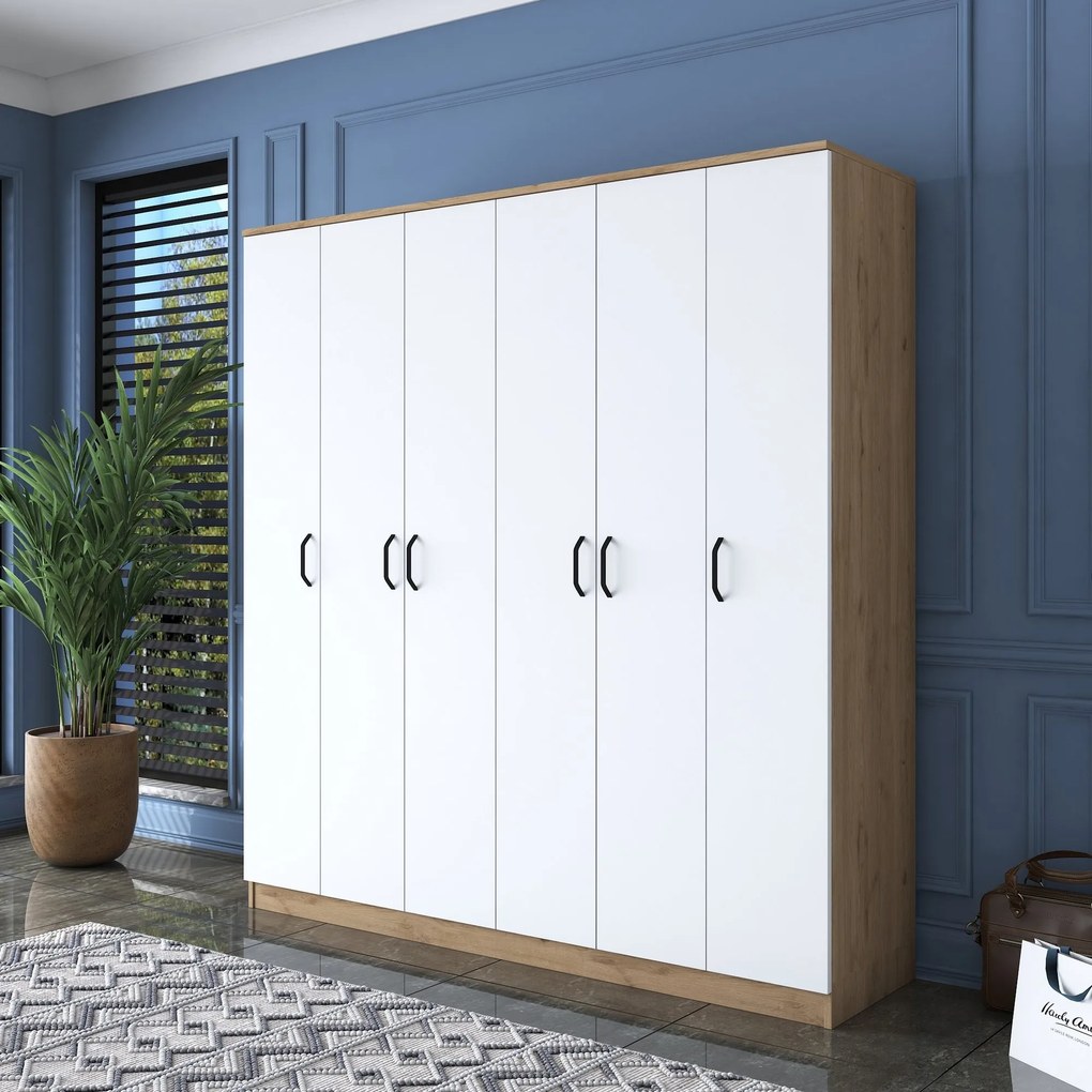Šatní skříň BA 114 180 cm ořech/bílá
