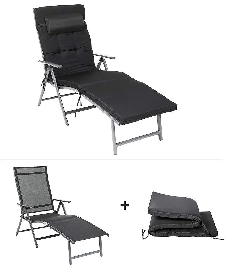 Záhradné skladacie lehátko FOLD čierne