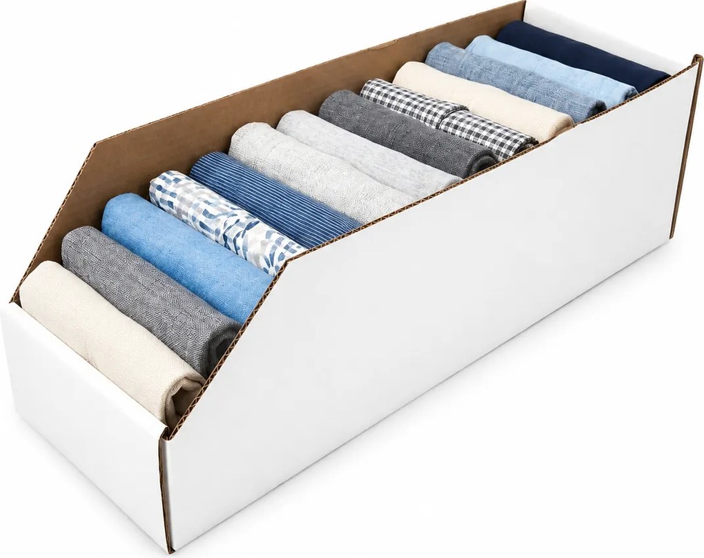 KARTON PAK Úložné boxy na oblečenie, organizéry do skrine BIELY KARTÓN 15 x 54 cm