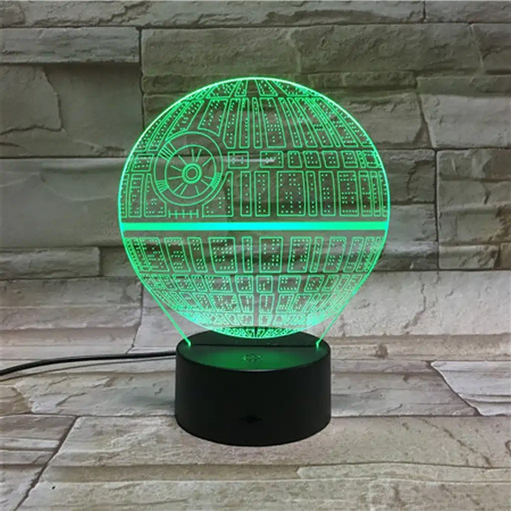 3Dmix 3DL-WD036 – 3D LED nočná lampa - Hviezda smrti (Star Wars) (Wood)