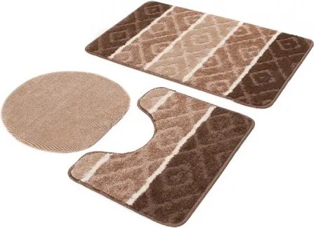 Sada kúpeľňových koberčekov MULTI C5132 CAMEL hnedý ROMBY