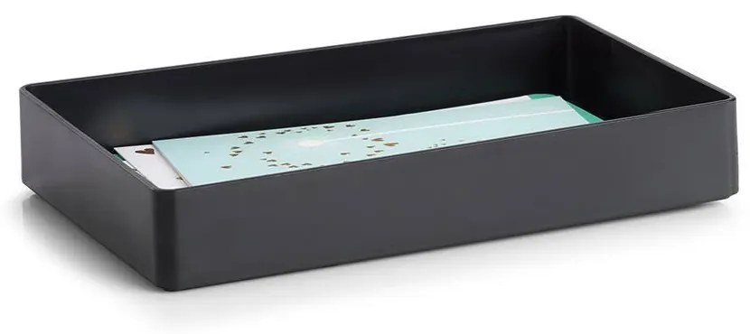 Zeller Present Súprava 3 plastových organizérov na písacie a kancelárske potreby, UNTENSIL, čierny