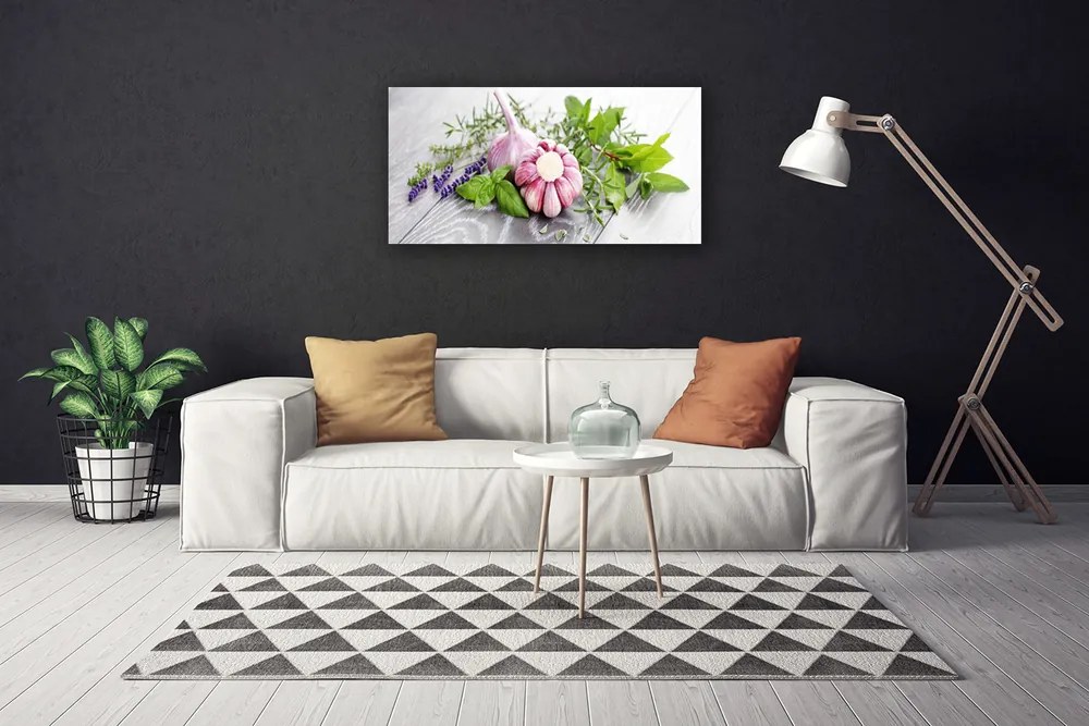 Obraz Canvas Cesnak byliny do kuchyne 125x50 cm