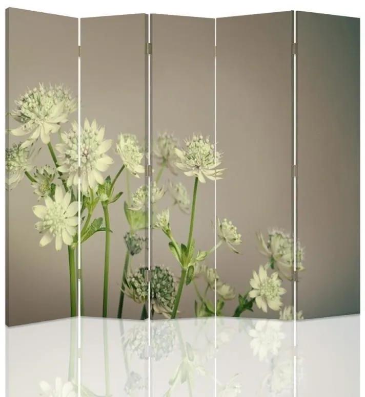 Ozdobný paraván Polní květiny Rostliny - 180x170 cm, päťdielny, obojstranný paraván 360°