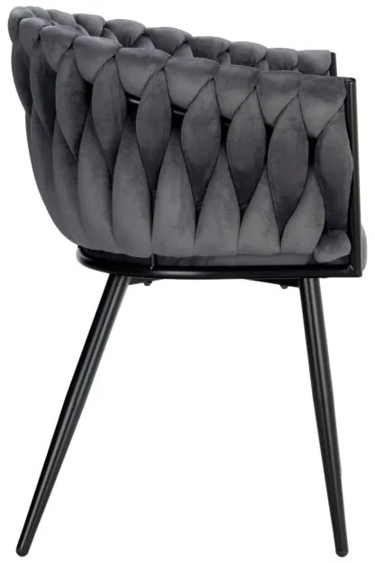 Jedálenská stolička COFTON zamatová, čierna / grafitová