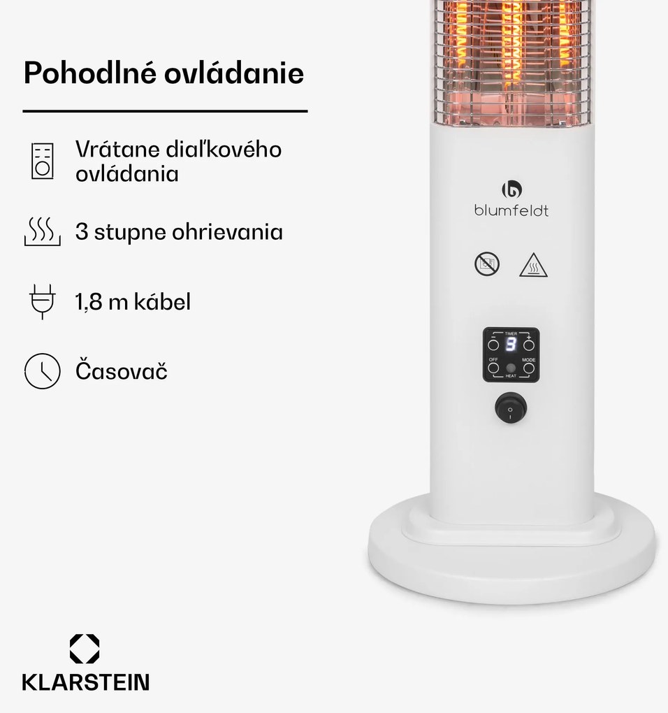Blumfeldt Heat Guru Plus, vonkajší sálavý ohrievač, 1200 W, 3 nastavenia ohrevu, diaľkové ovládanie