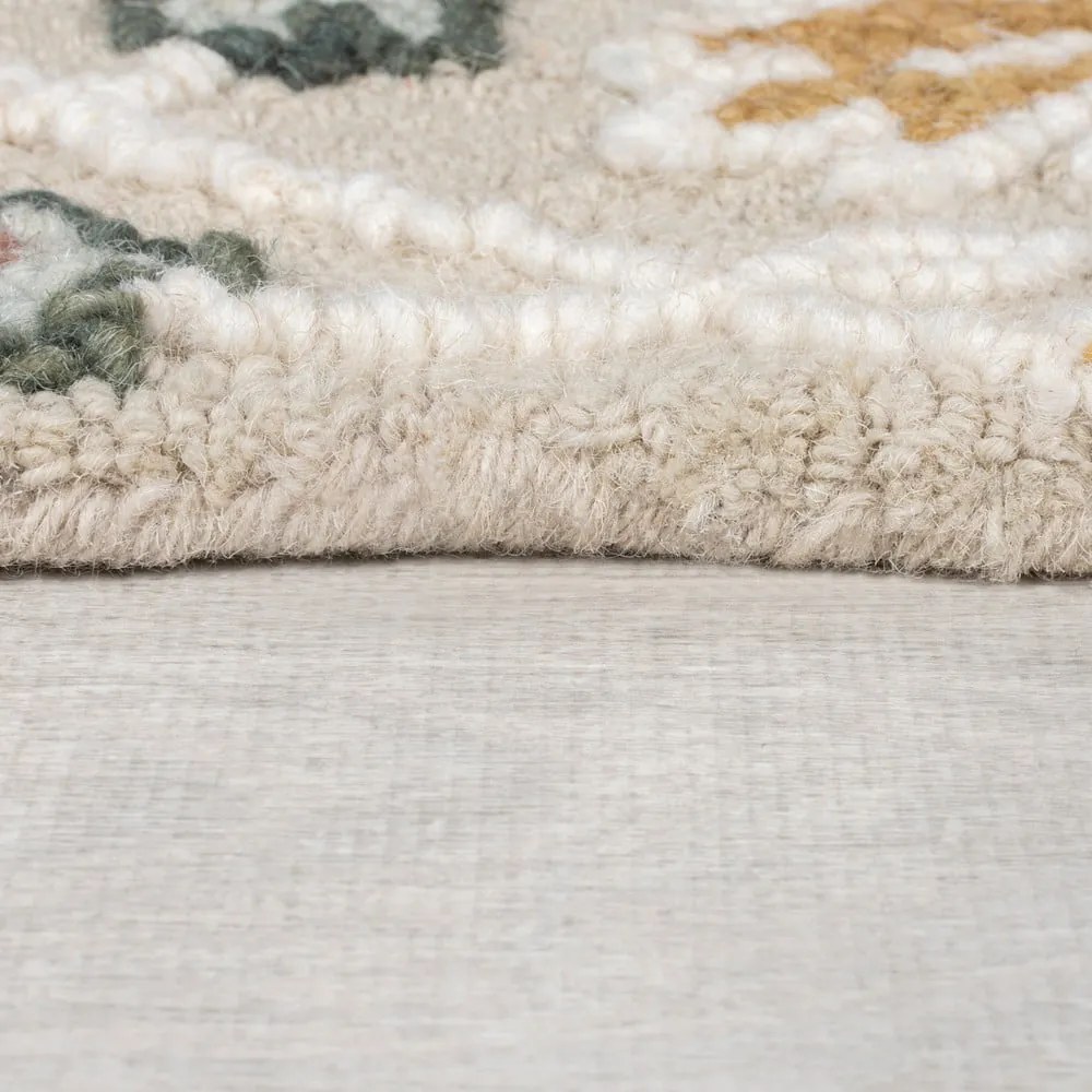 Svetloružový ručne tkaný vlnený koberec 200x290 cm Daphne Shaped Floral – Flair Rugs