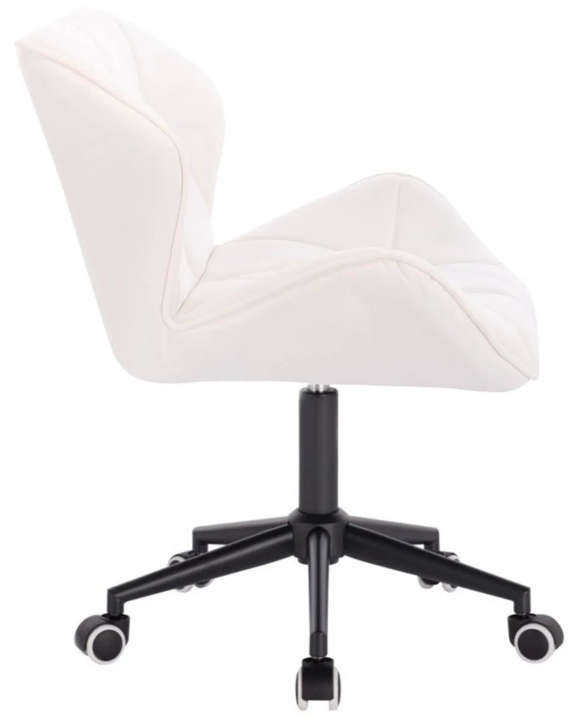 LuxuryForm DESIGN Stolička MILANO VELUR na čiernej podstave s kolieskami - biela