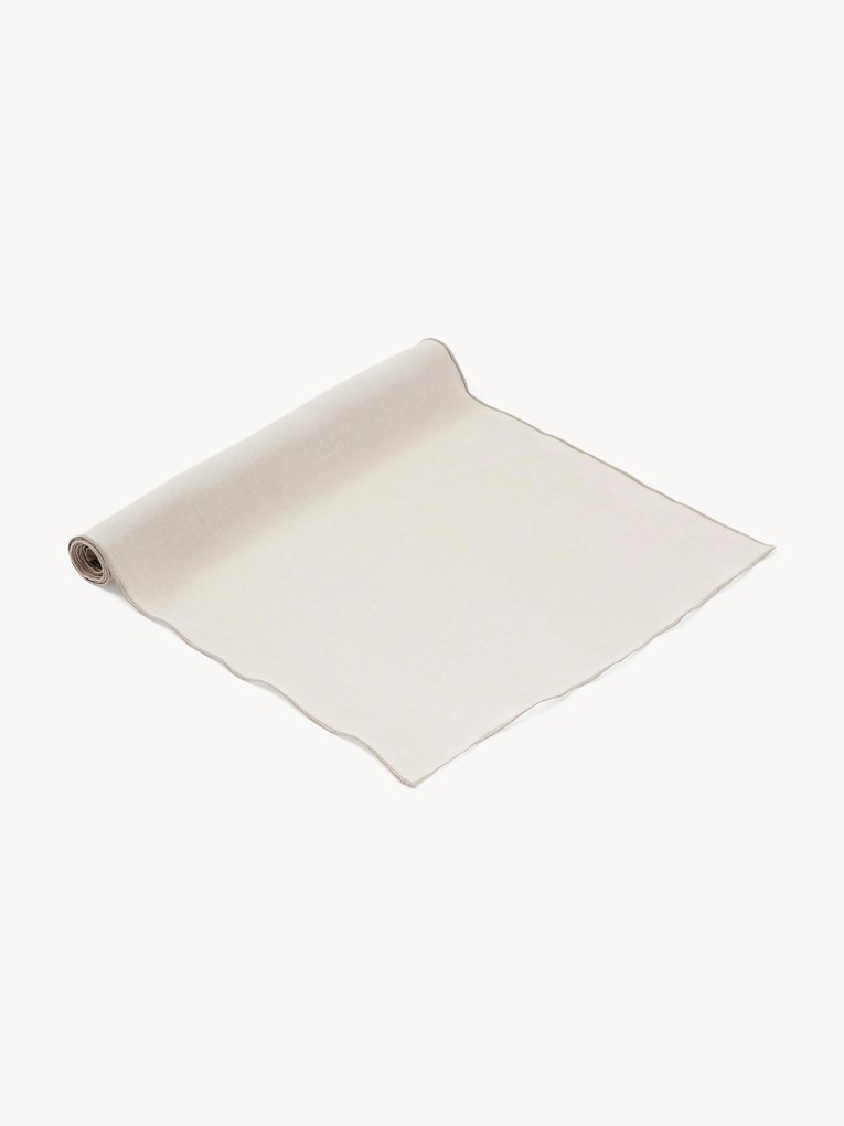 Ľanový stolový behúň s dekoračným lemom Kennedy