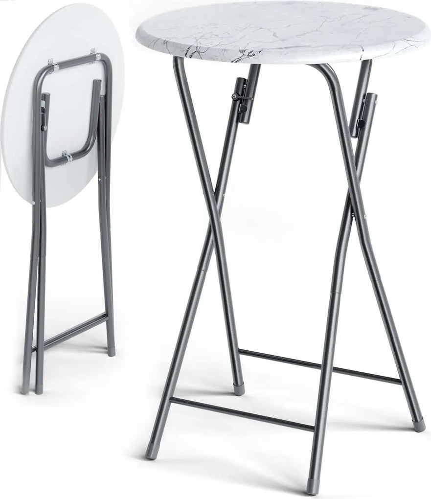 Cateringový skladací barový stôl MARLE 60 cm mramorovo biely
