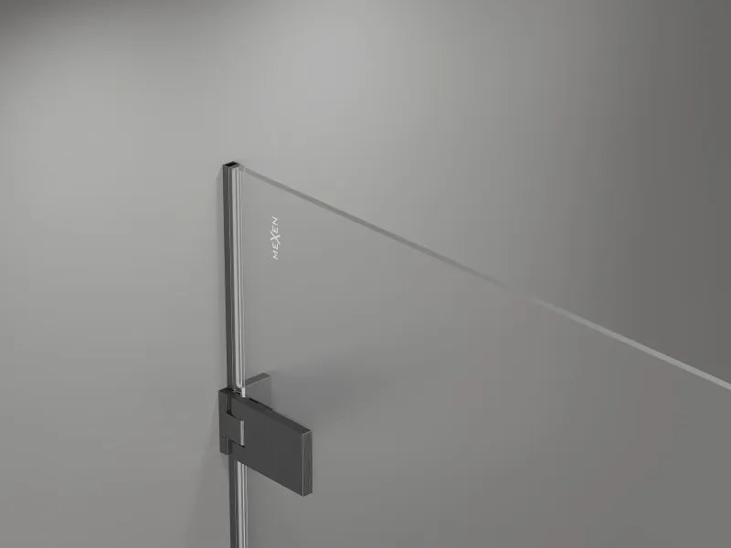 Mexen Lunar-F Duo, sklápací sprchový kút 75 x 75 cm, 8mm číre sklo, profil grafit brúsený, 836-075L-075P-66-00