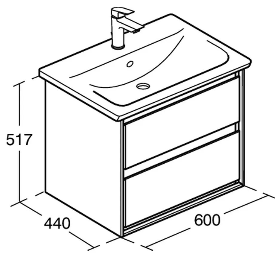 Ideal Standard Connect Air - Skrinka pod umývadlo 600 mm, 2 zásuvky, lesklá šedá E0818KN