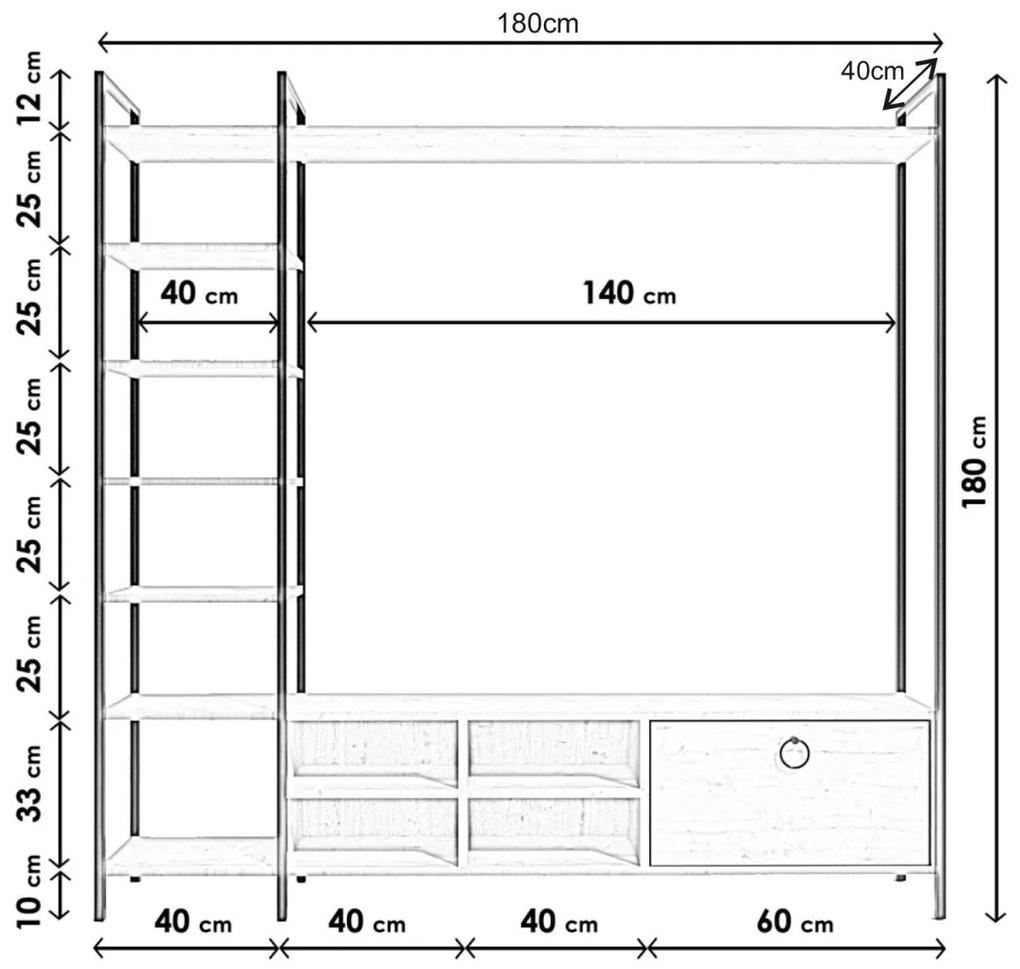 Obývacia stena Siyah Demirli 180 cm čierna