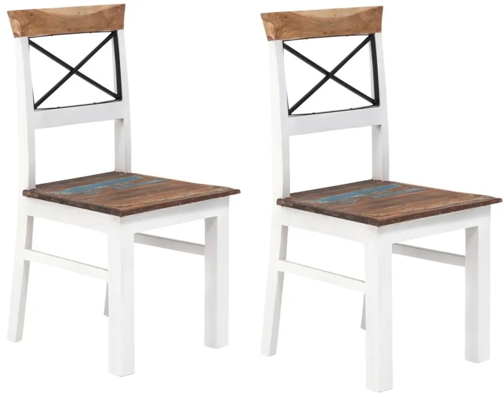 furniture-nabytek.cz - Masívna stolička Perth z recyklovaného dreva, lakovaná, biela / farebná – sada 2 ks