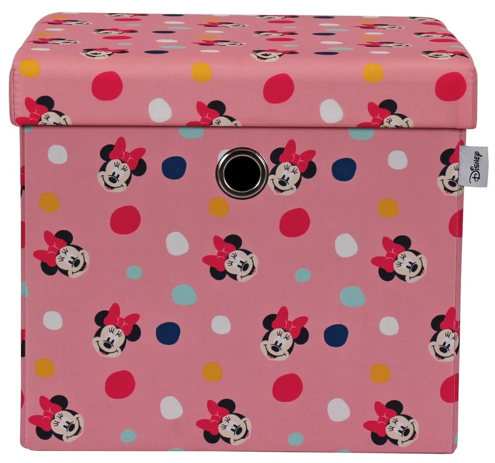 Taburet s úložným priestorom Myška Minnie - ružový
