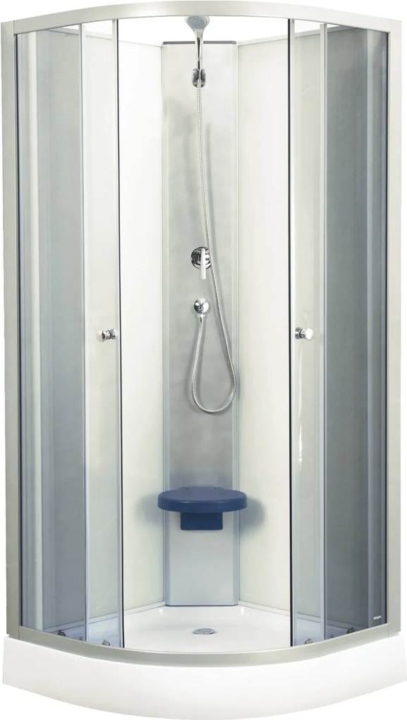 Novoterm Sprchový box štvrťkruhový NV-Evora 90 W, 90x90 biely