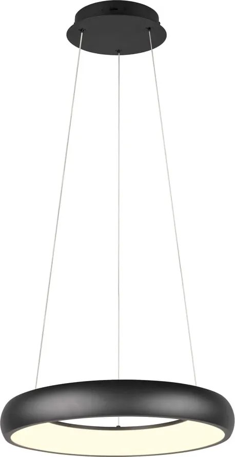 Matne čierne LED stmievateľné závesné svietidlo s kovovým tienidlom ø 46 cm Cardona – Trio