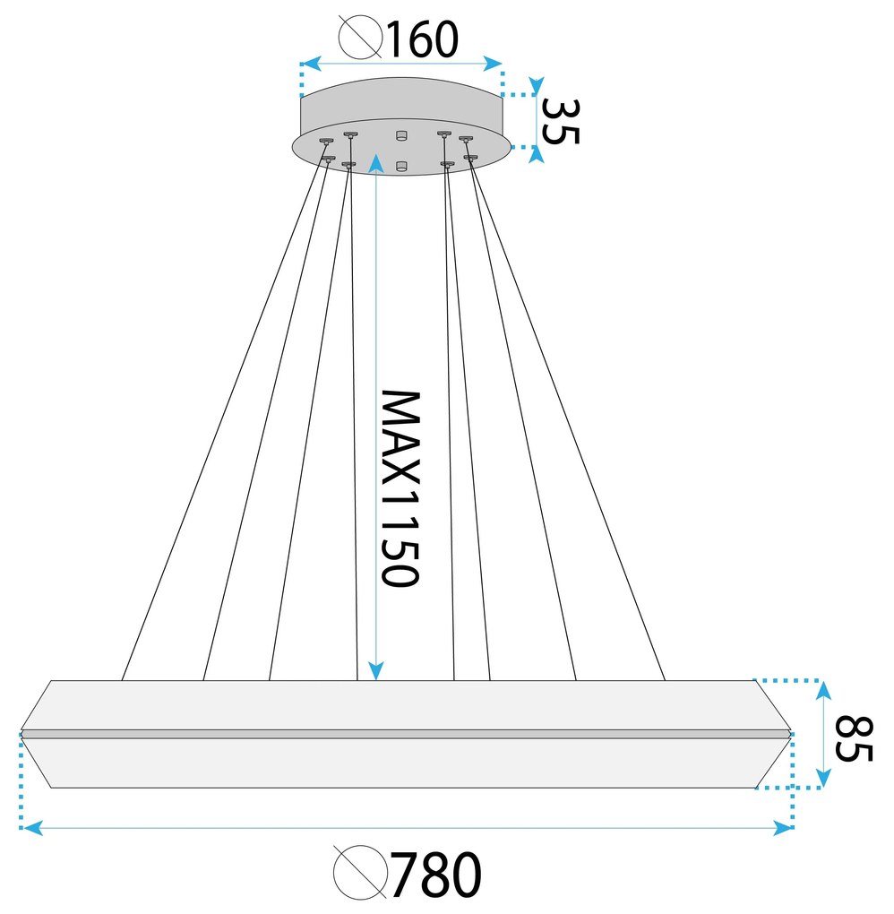 Toolight Toolight, LED stropné svietidlo 80cm, 45W, 4000 K, APP1769-CP, zlatá, OSW-04347
