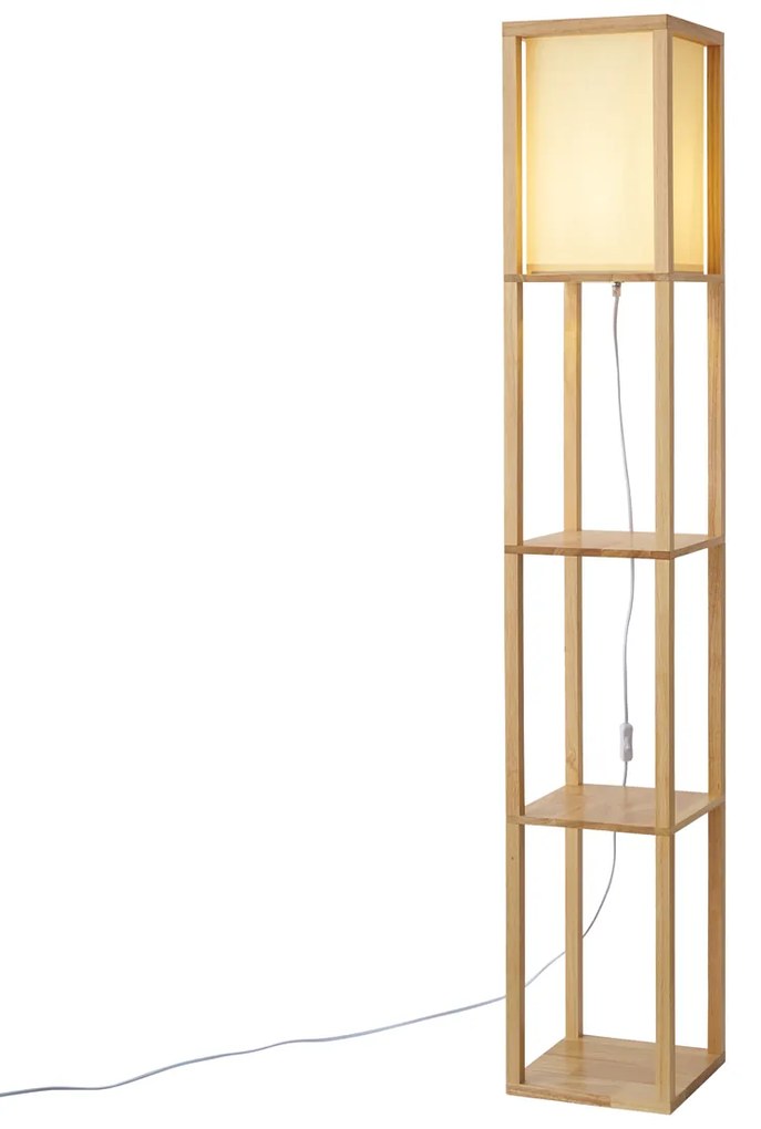 Moderná stojacia lampa drevená s béžovým tienidlom - Stojan