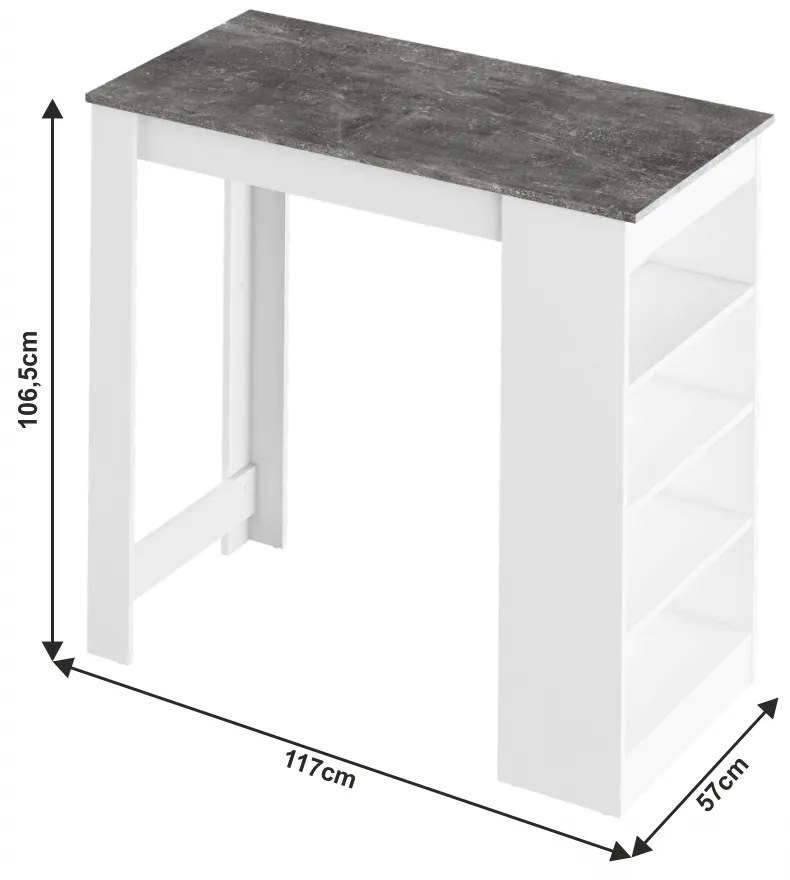 Barový stôl Austin (biela + betón). Vlastná spoľahlivá doprava až k Vám domov. 1016329