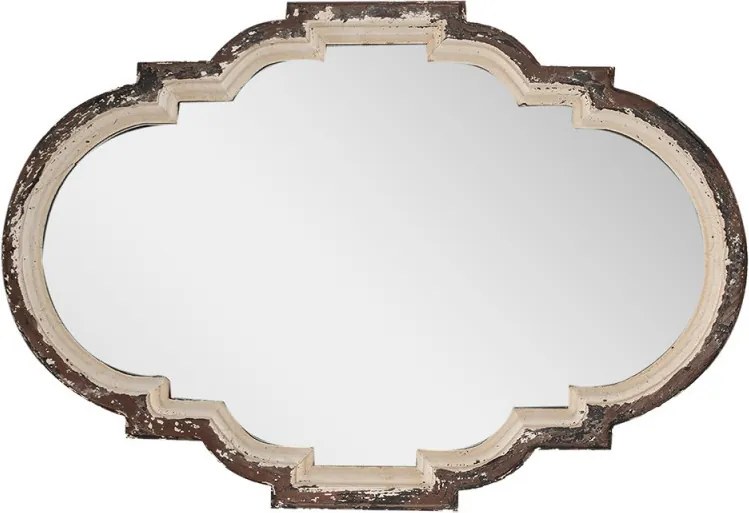 Béžovohnedé antik nástenné zrkadlo s odrením Jilly - 63*4*91 cm