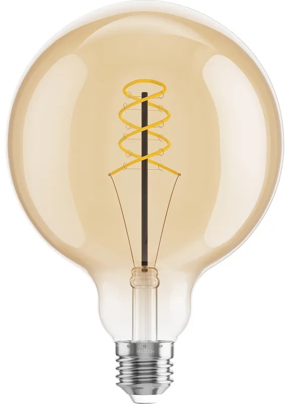 Mexen Vintis, LED žiarovka špirála E27, G125, 6W, Teplá - 2200K, 530 lm, jantárová - L168-E27-0622-50